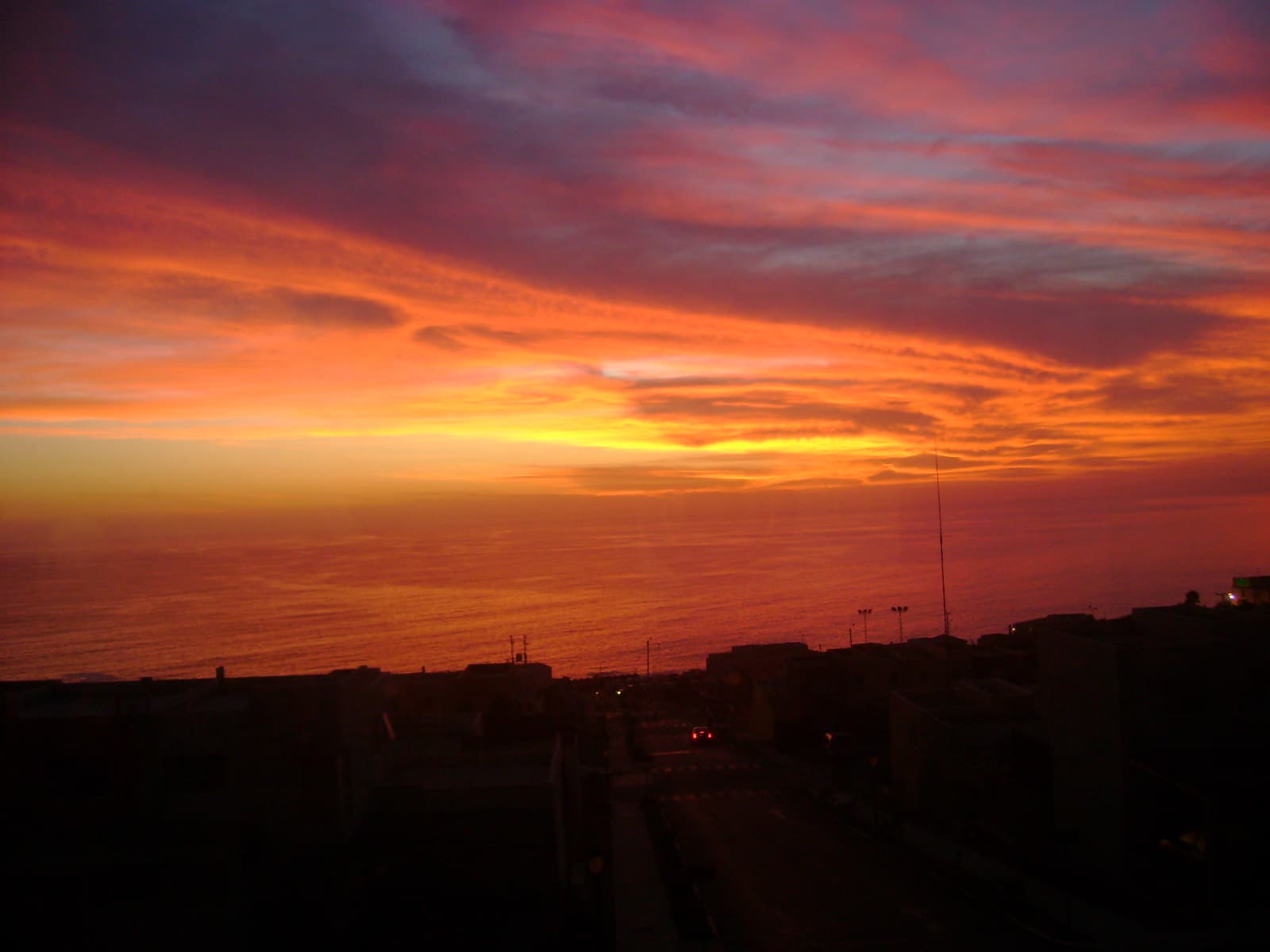 A fiery sunset sky over Iquique